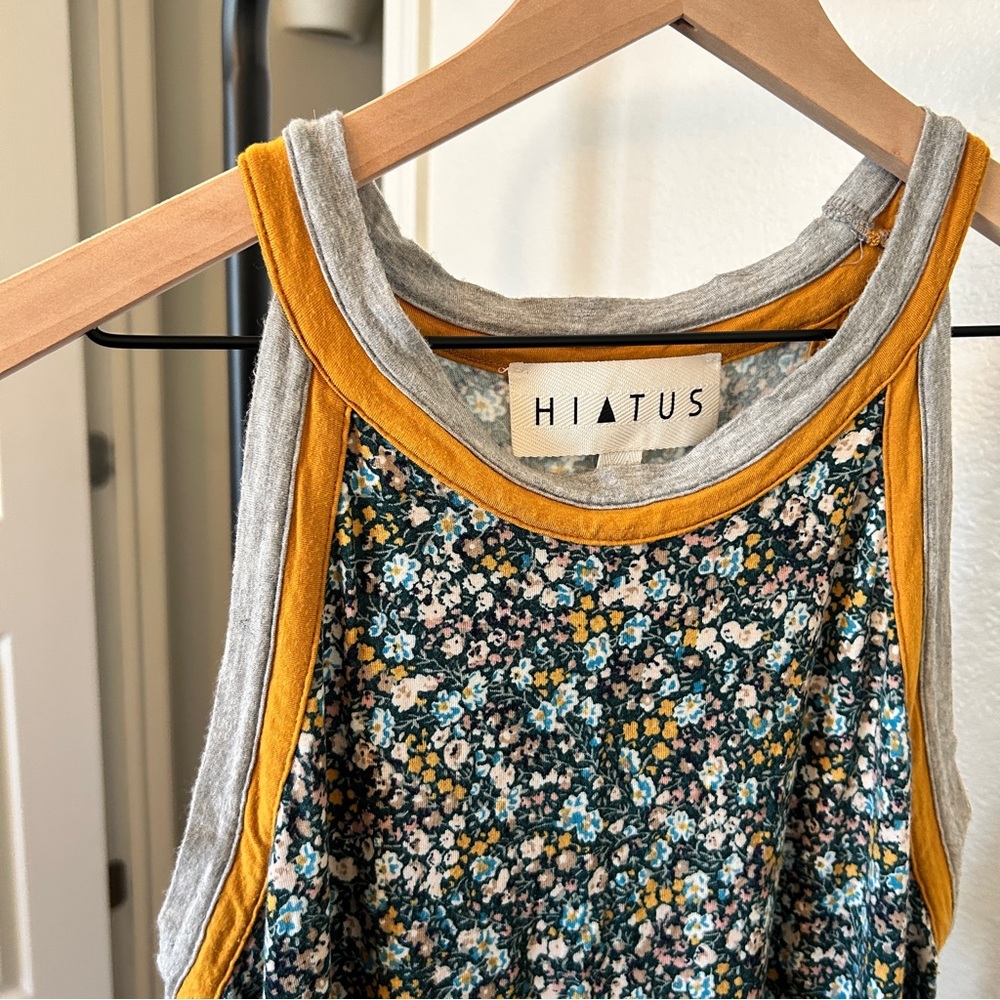 Hiatus Green & Gold Floral Mini Swing Dress